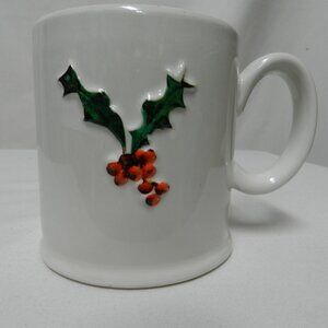 The Old Pottery Company Holly & Berry Christmas Mug Cup Holidays Vintage